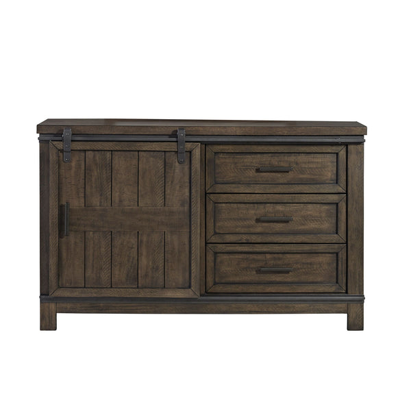 Thornwood Hills - Barn Door Dresser - Rock Beaten Brown