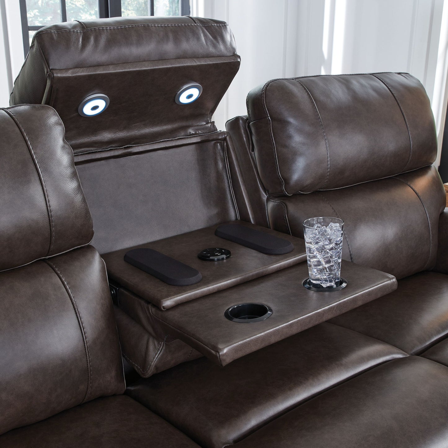 Crossplex - Power Reclining Sofa With Adjustable Headrest - Smoke