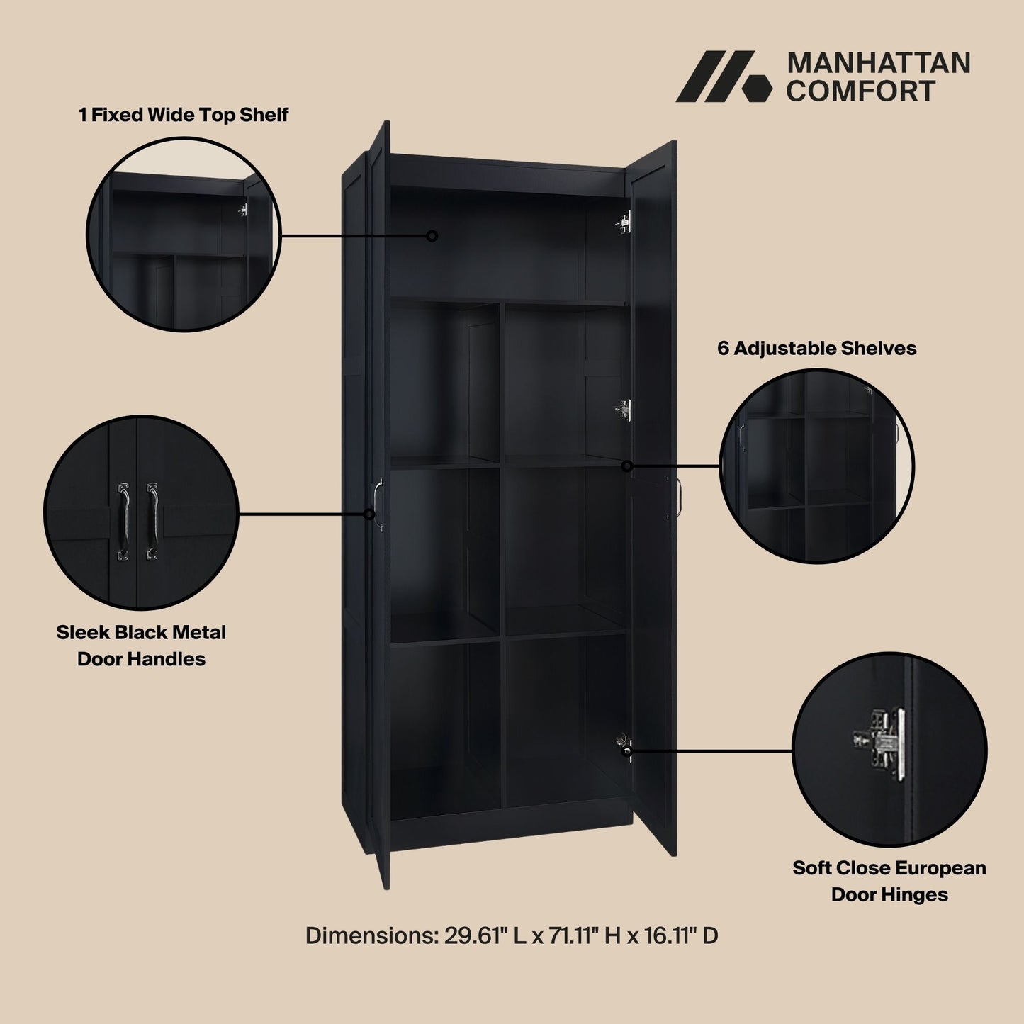Manhattan Cornelia - Storage Cabinet With 7 Shelves