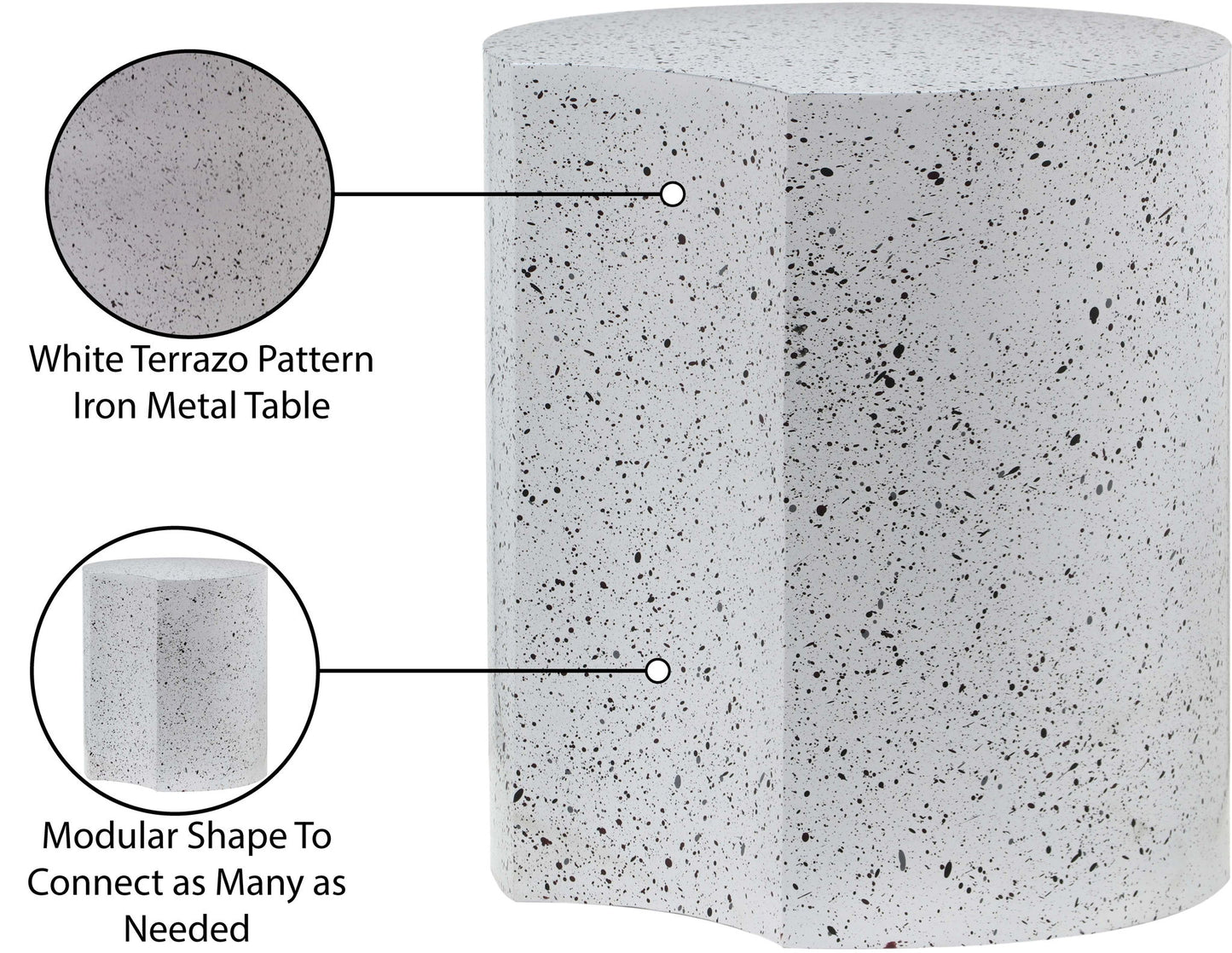 Dimple - End Table - Terazzo Finish