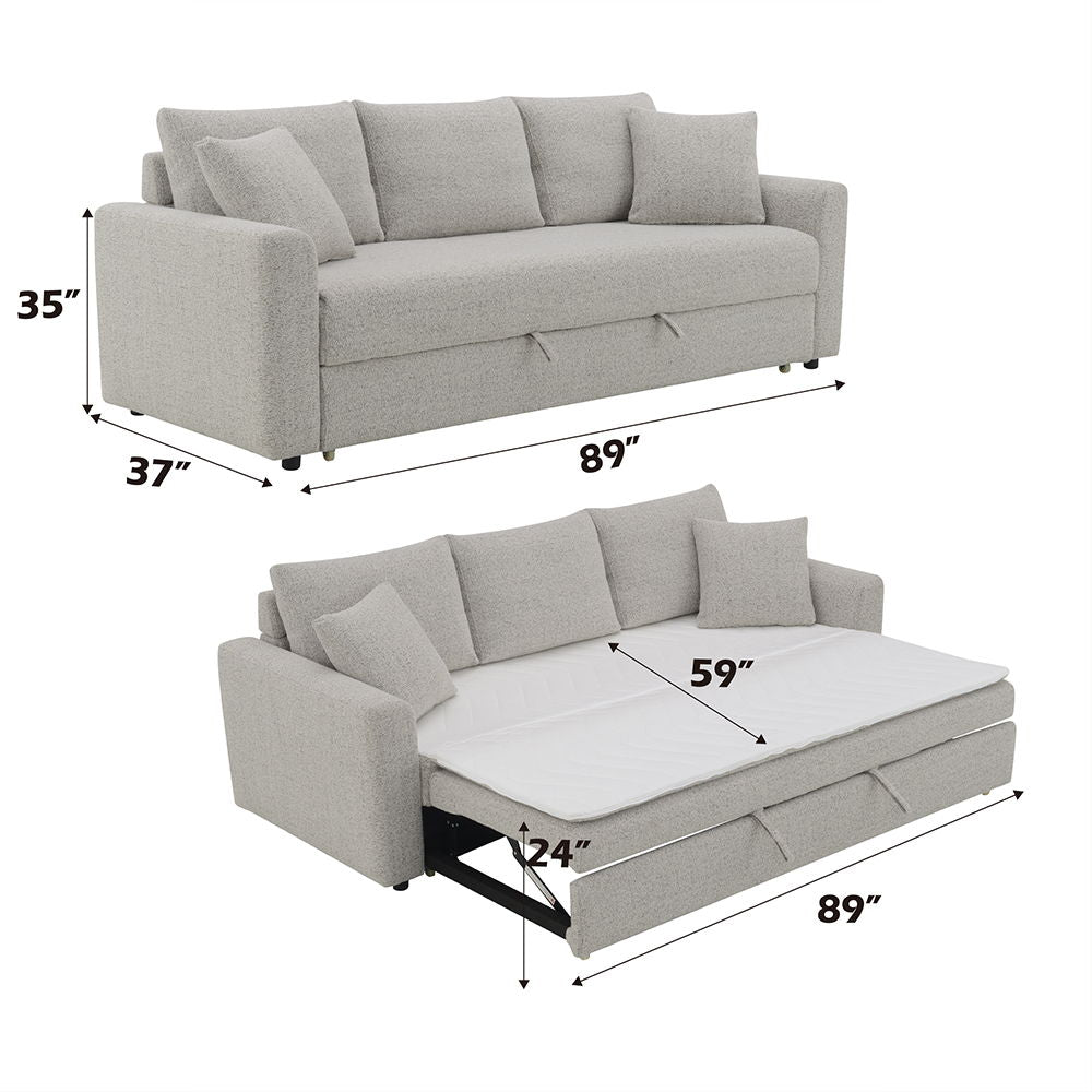 Connie - Sofa With Sleeper - Gray Boucle