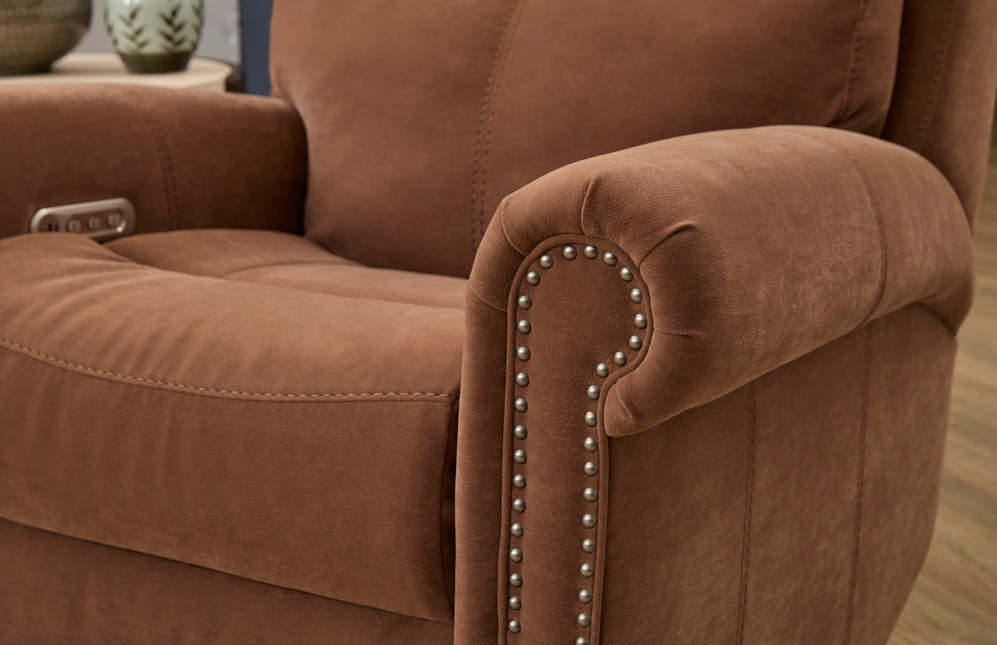 Bernard - Power Recliner With Power Headrest & Lumbar With Nailhed Trim