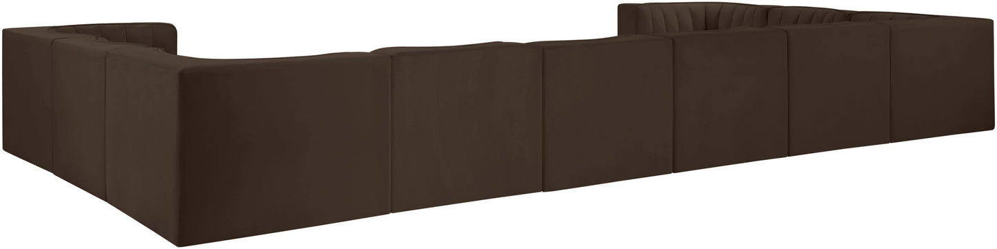 Rummi - Velvet Performance Fabric Upholstered 10 Piece Modular Sectional