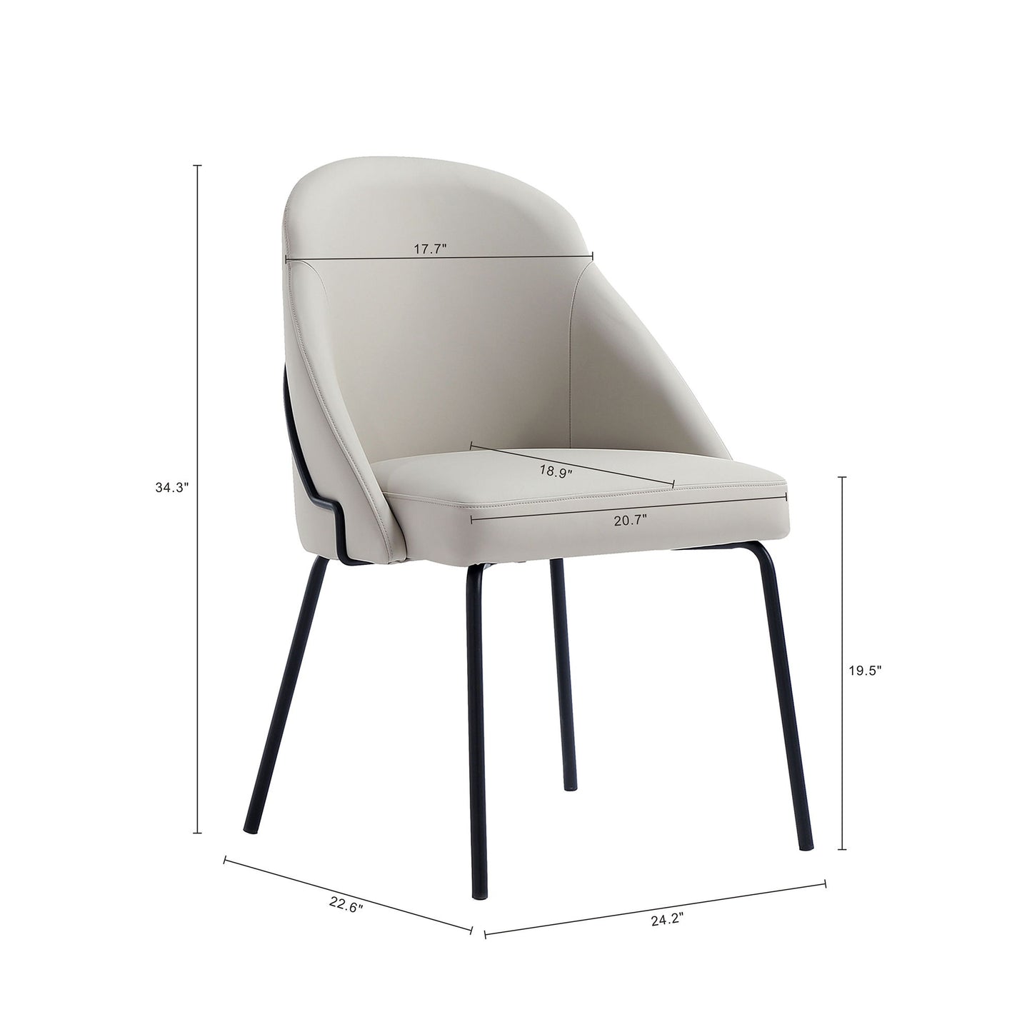 Manhattan Gracie - Dining Chair With Black Legs