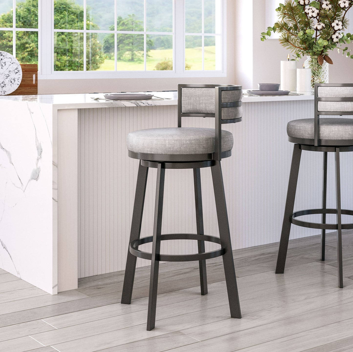 Gimsby - Swivel Barstool - Gray