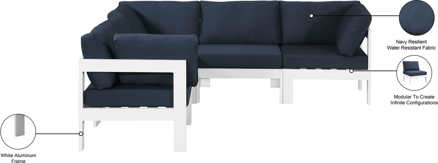 Nizuc - Outdoor Patio 5 Piece Modular Sectional With White Frame