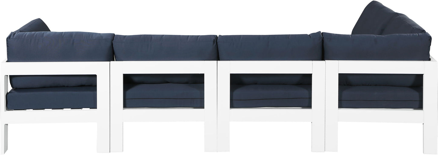 Nizuc - Outdoor Patio 5 Piece Modular Sectional With White Frame