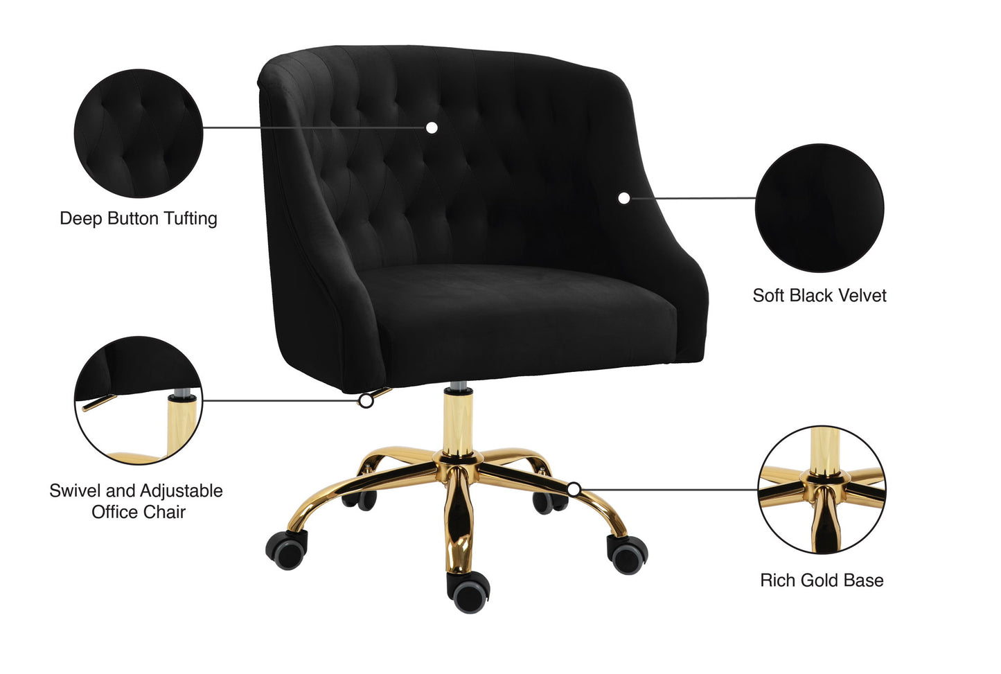 Arden - Office Chair with Gold Legs