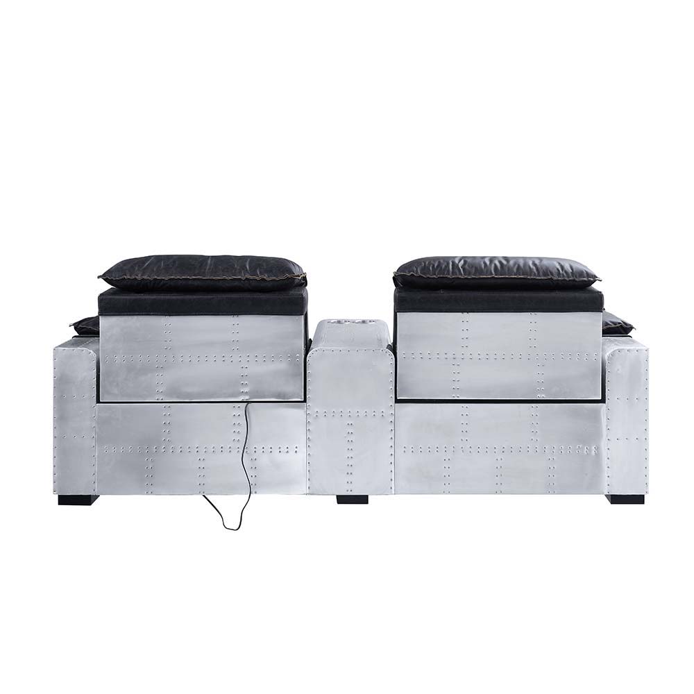 Misezon - Power Motion Recliner - Black Top Grain Leather & Aluminum