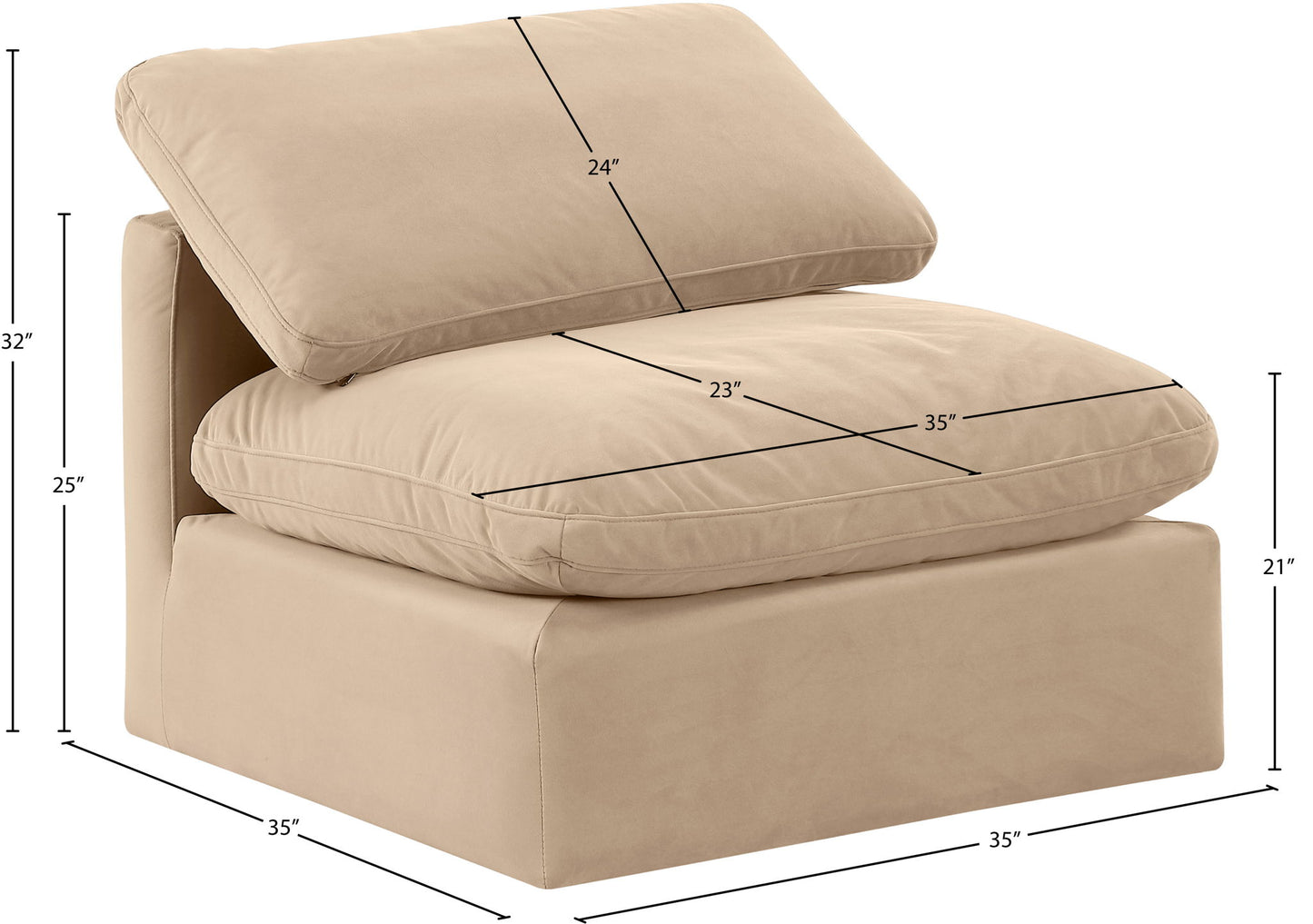 Indulge - Velvet Armless Chair