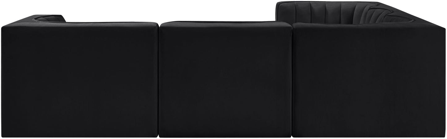 Rummi - Symmetrical Velvet Performance Fabric Upholstered 5 Piece Modular Sectional