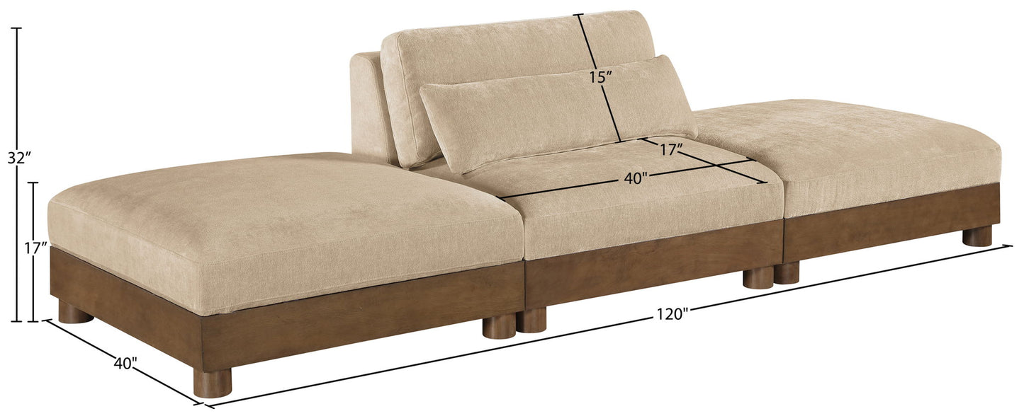Turin - Chenille Fabric Upholstered Modular Sectional - Beige