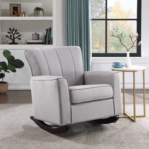 Denzell - Rocking Chair - Light Gray Linen