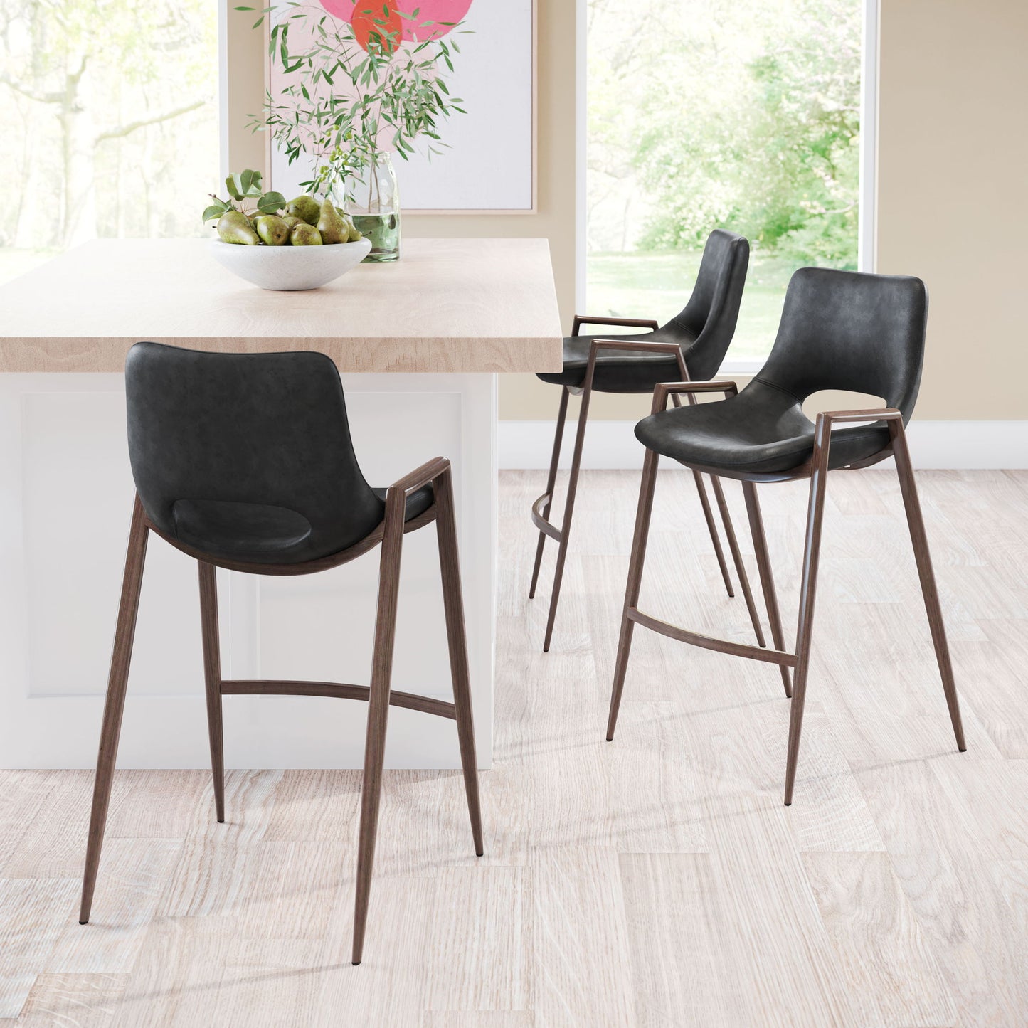 Desi - Counter Stool With Walnut Legs (Set of 2)