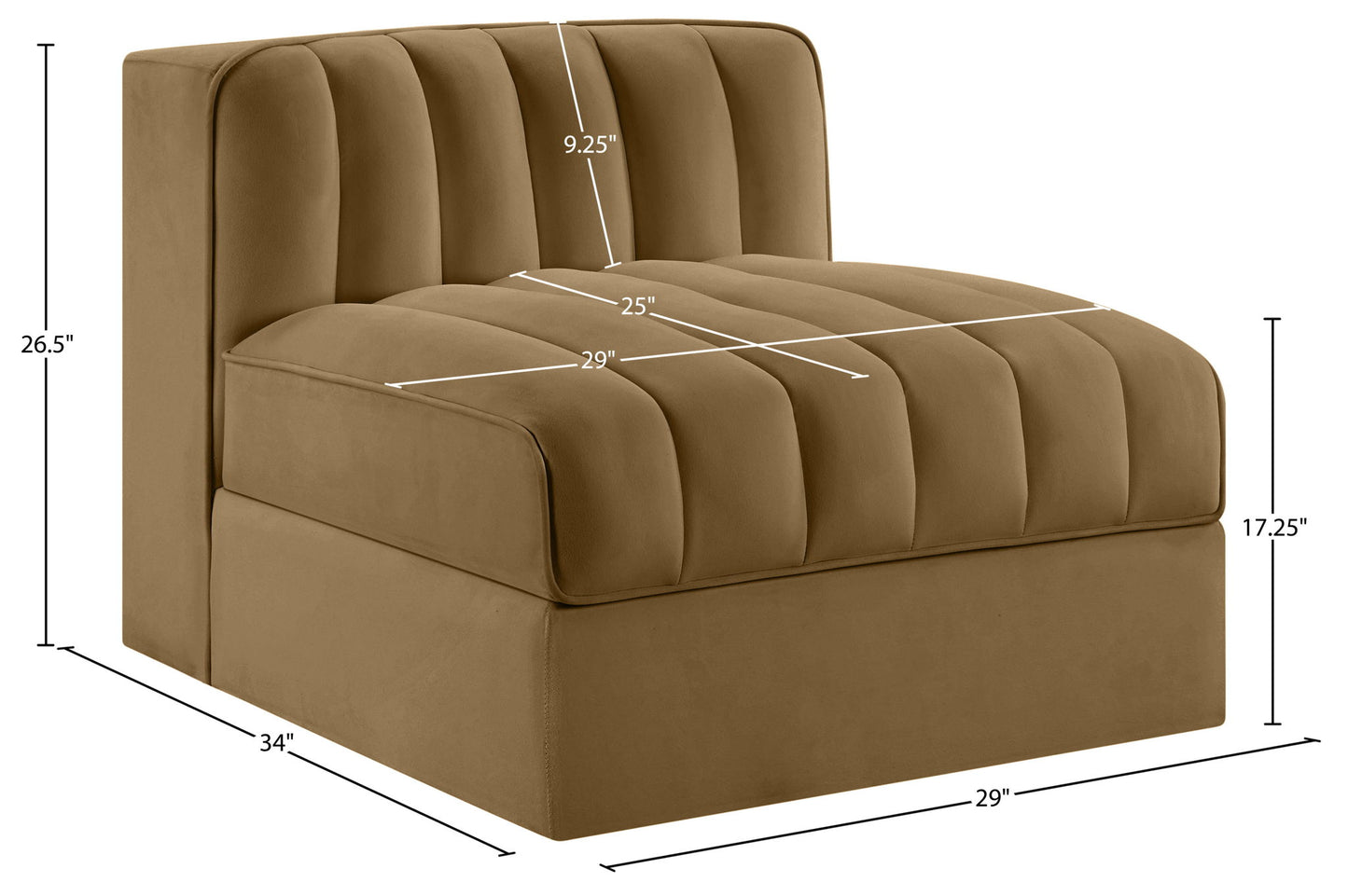 Rummi - Velvet Performance Fabric Upholstered Modular Armless Chair