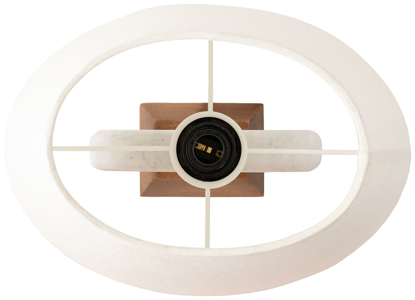 Solis - 14" Genuine Marble And Mango Wood Base With Linen Textured Fabric Shade Table Lamp