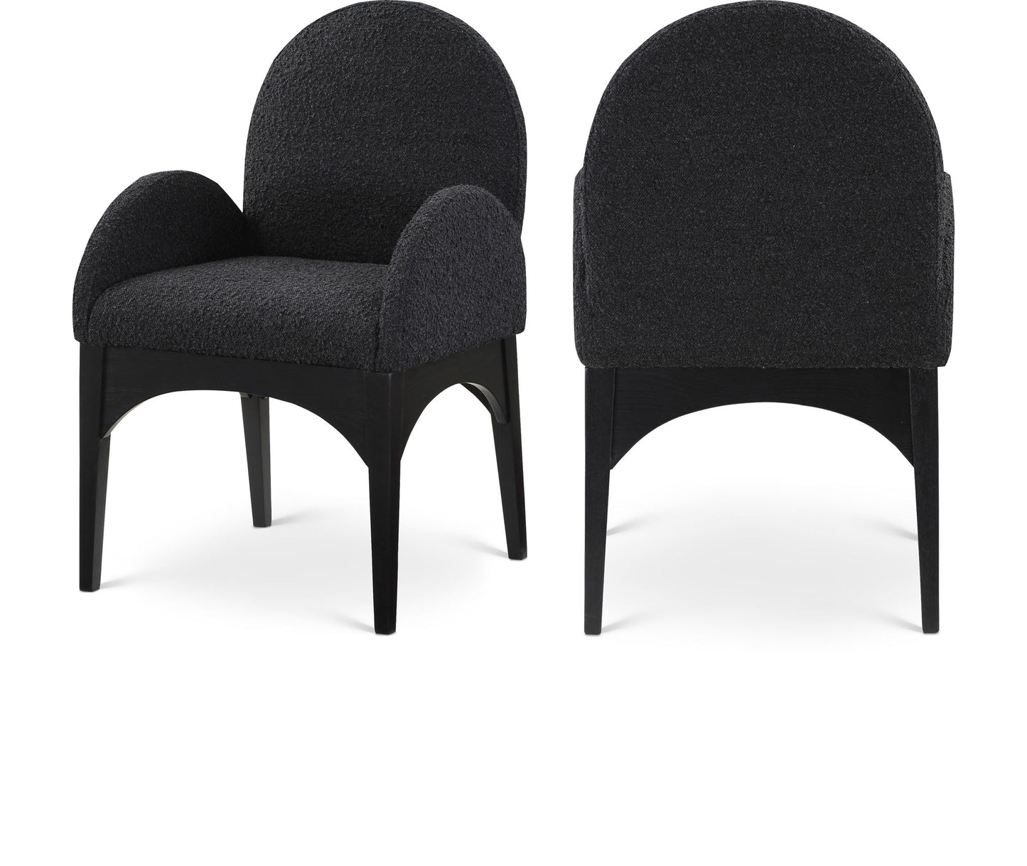 Waldorf - Boucle Dining Arm Chair With Black Legs