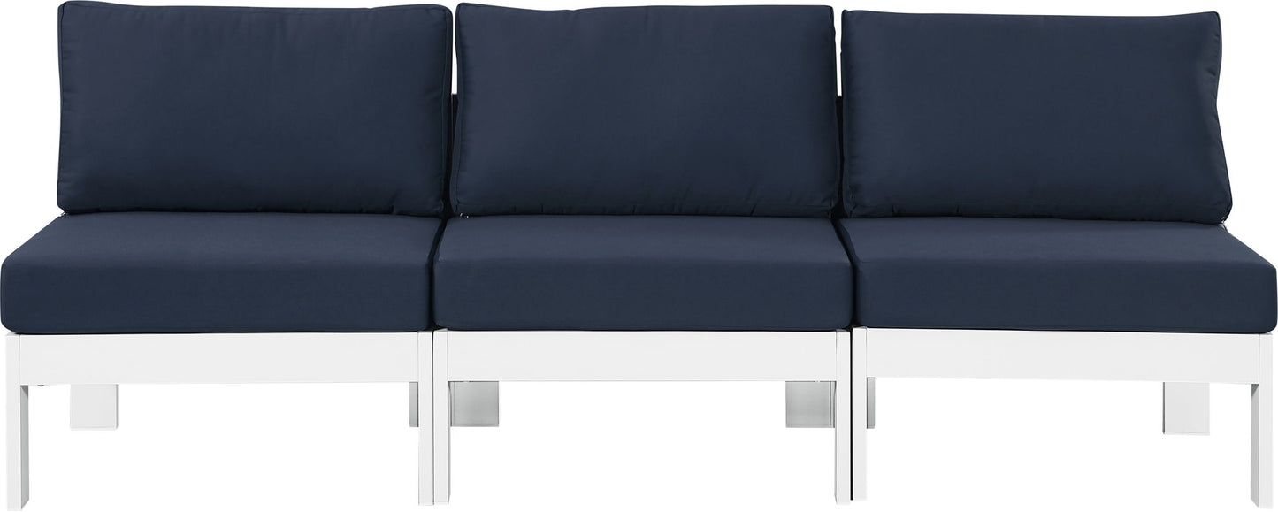 Nizuc - Outdoor Patio 3 Seat Armless Modular Sofa With White Frame