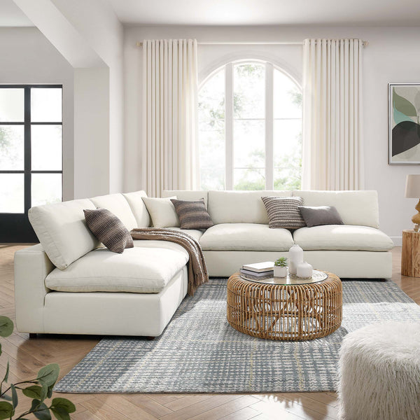 Commix 5-Piece Down Filled Overstuffed Armless Sectional Sofa - Light Beige