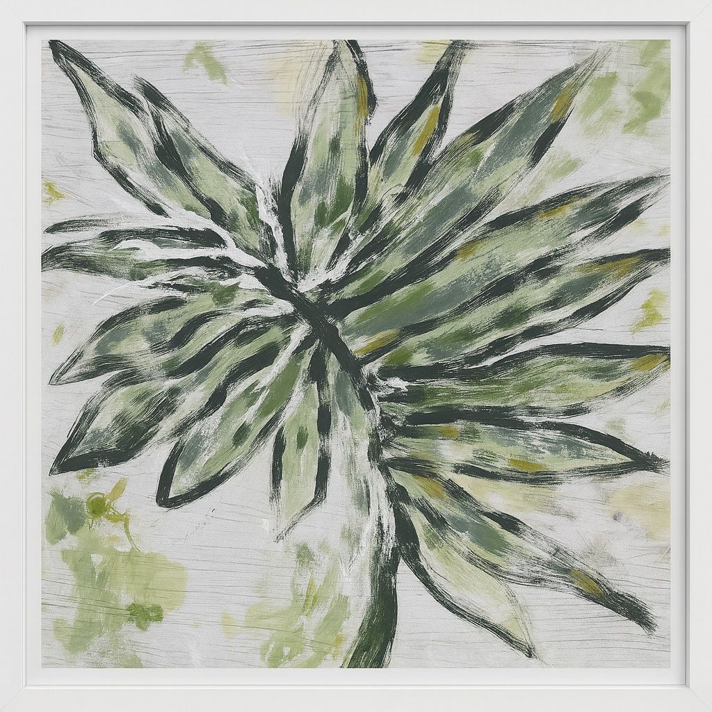 Palm Leaf Palette I Framed Print - Green / White / Yellow