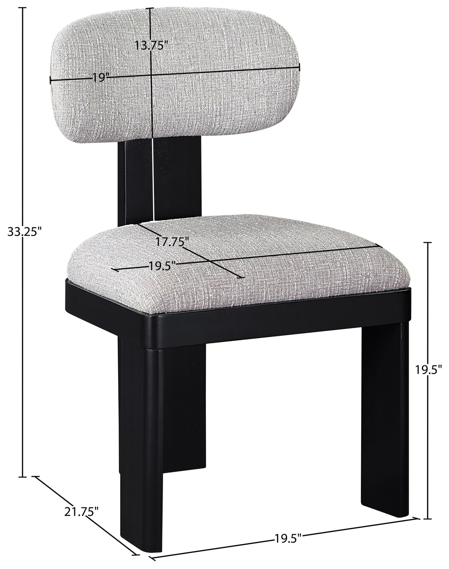 Timbra - Linen Textured Fabric Upholstered Dining Chair (Set of 2) - Black Base