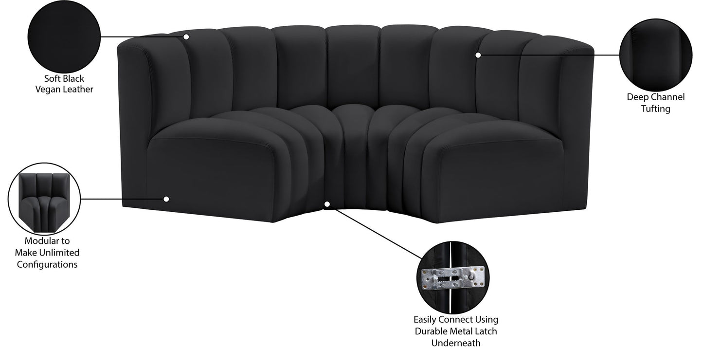 Arc - Faux Leather 3 Piece Modular U-Shaped Sofa