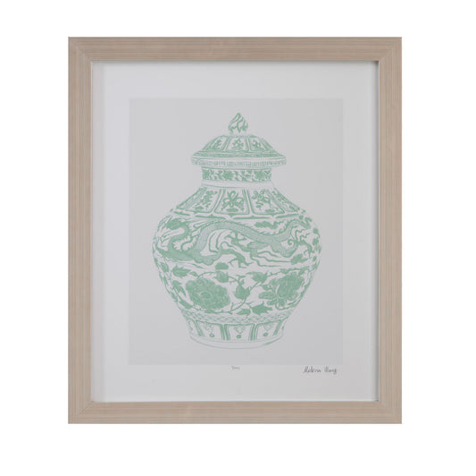 Mint Vases II Framed Print - Green / Beige