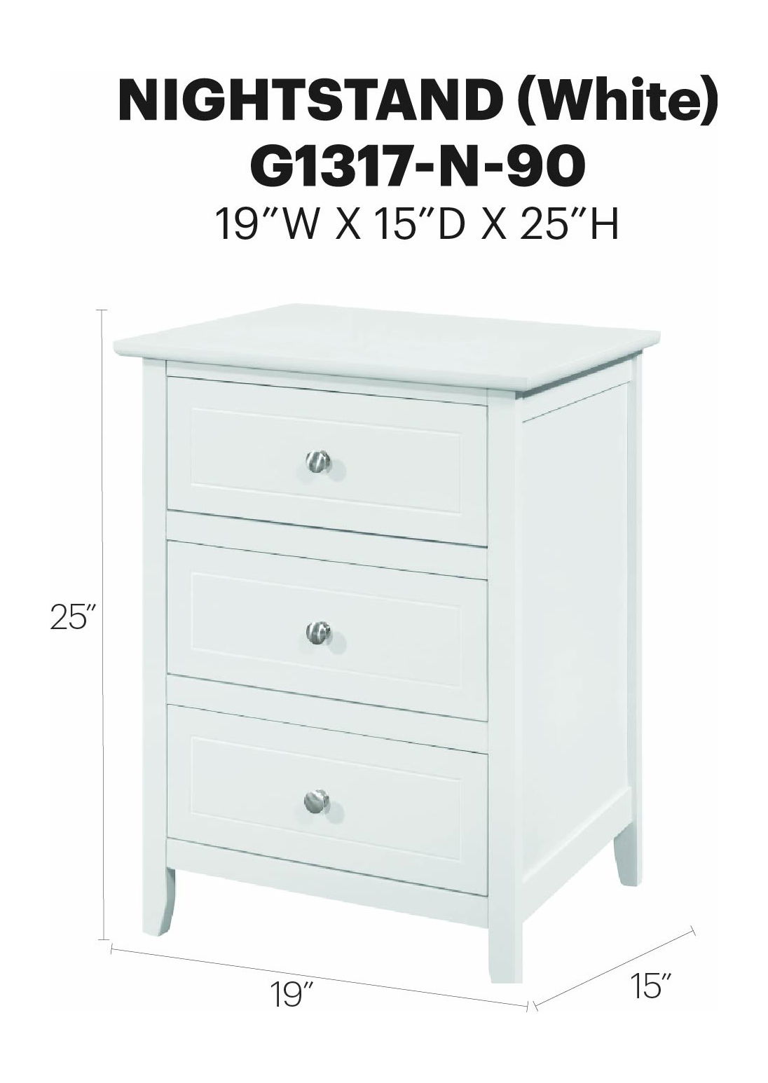 Glory Furniture - Daniel - 3 Drawer Nightstand