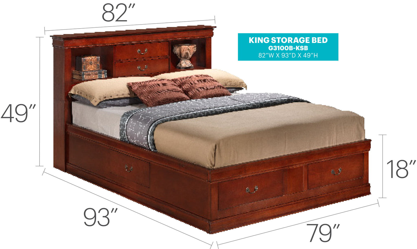 Glory Furniture - Louis Phillipe - Bookcase Storage Bed