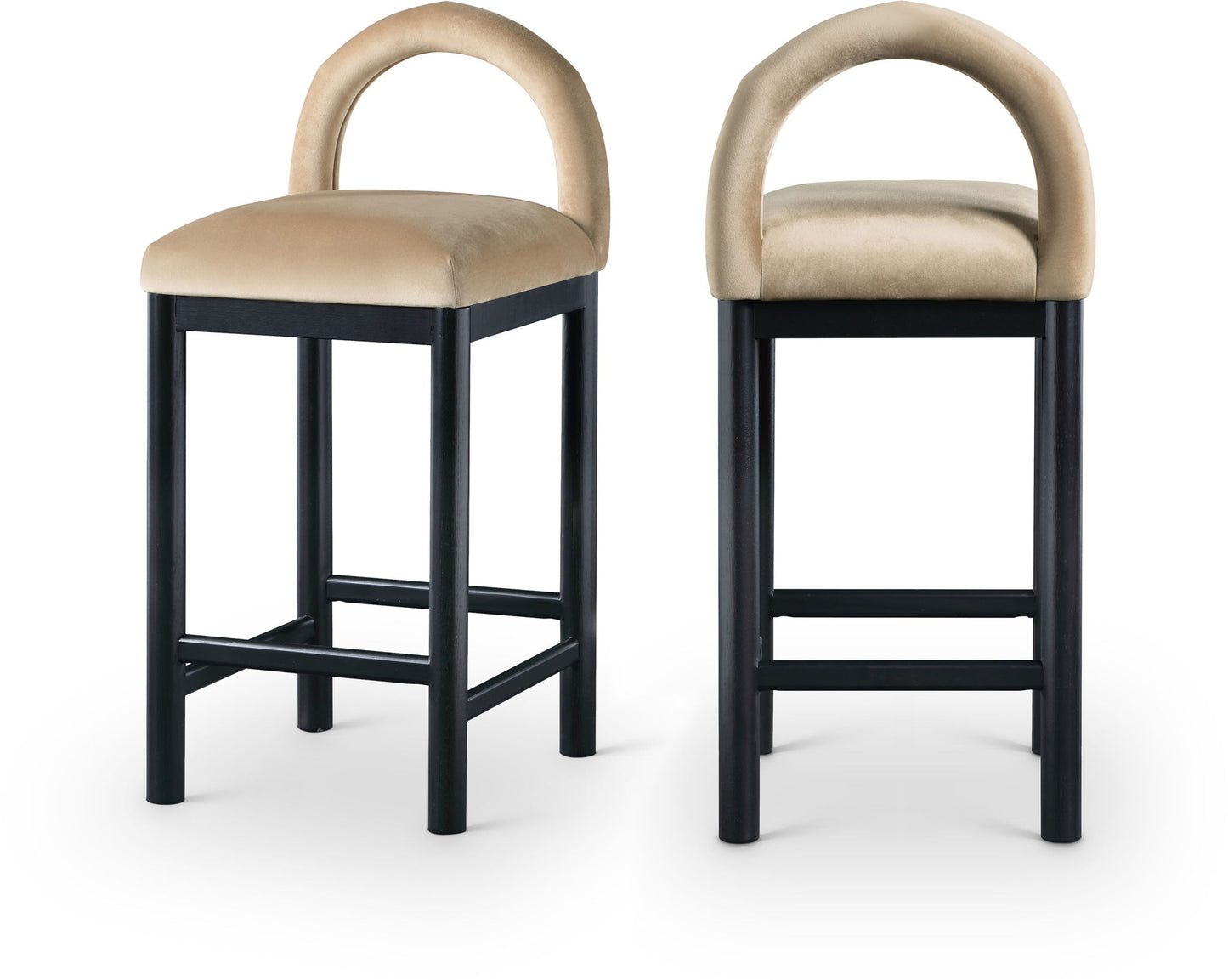 Conrad - Velvet Counter Stool With Black Legs