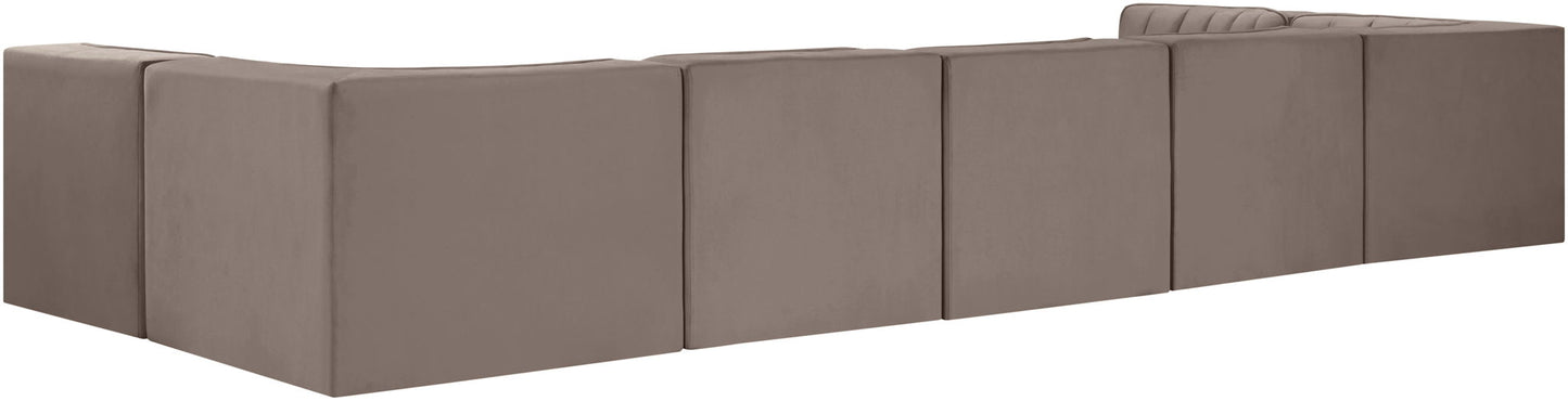 Rummi - Velvet Performance Fabric Upholstered 7 Piece Modular Sectional (With 2 Corner Chairs)