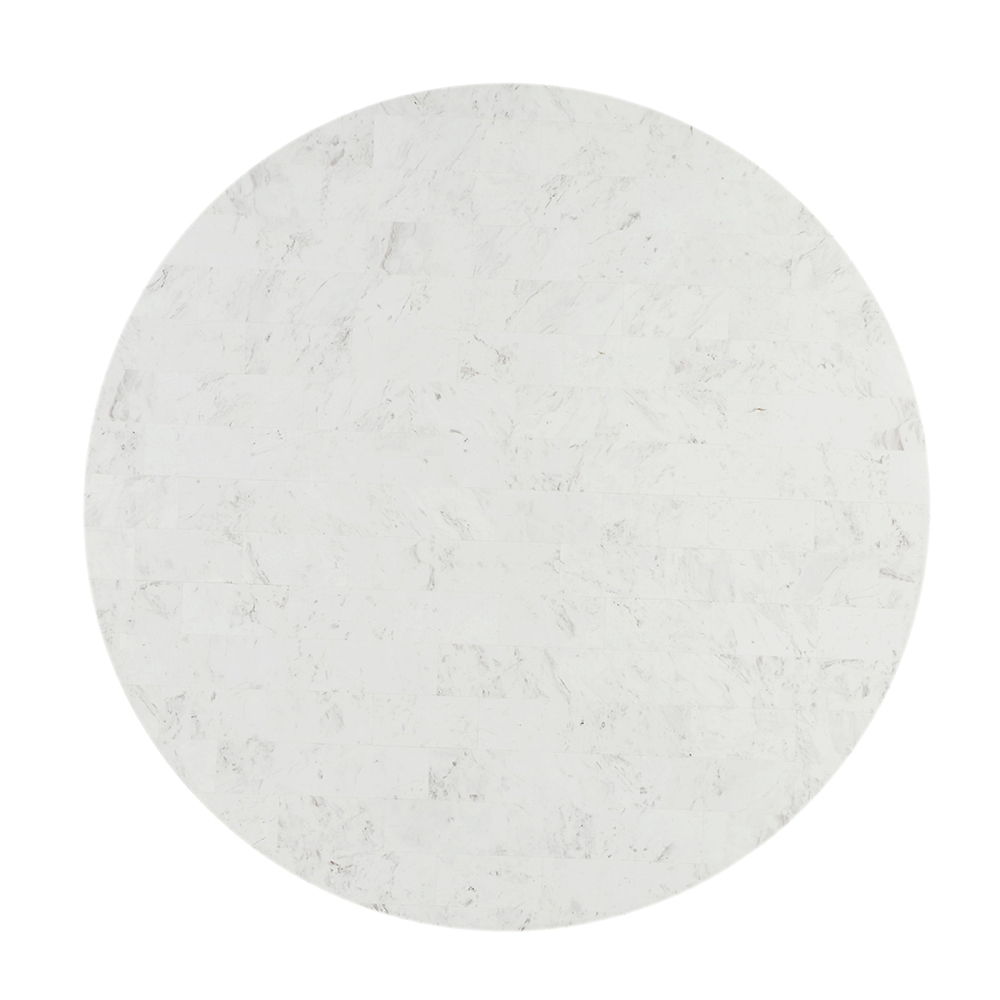 Kala - Round Dining Table With Marble Top - Natural Marble Top & Oak