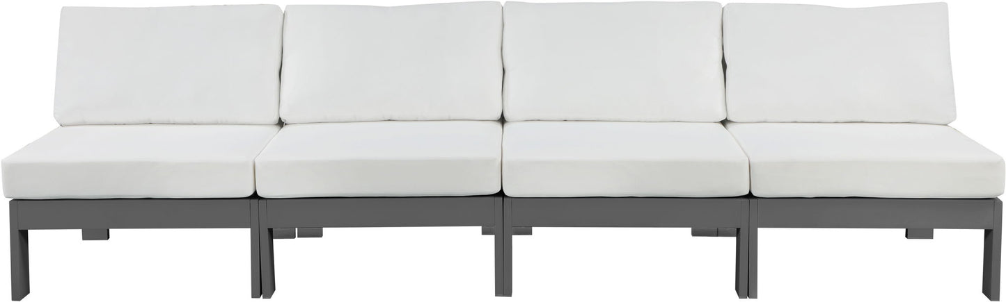 Nizuc - Outdoor Patio 4 Seat Armless Modular Sofa With Gray Frame