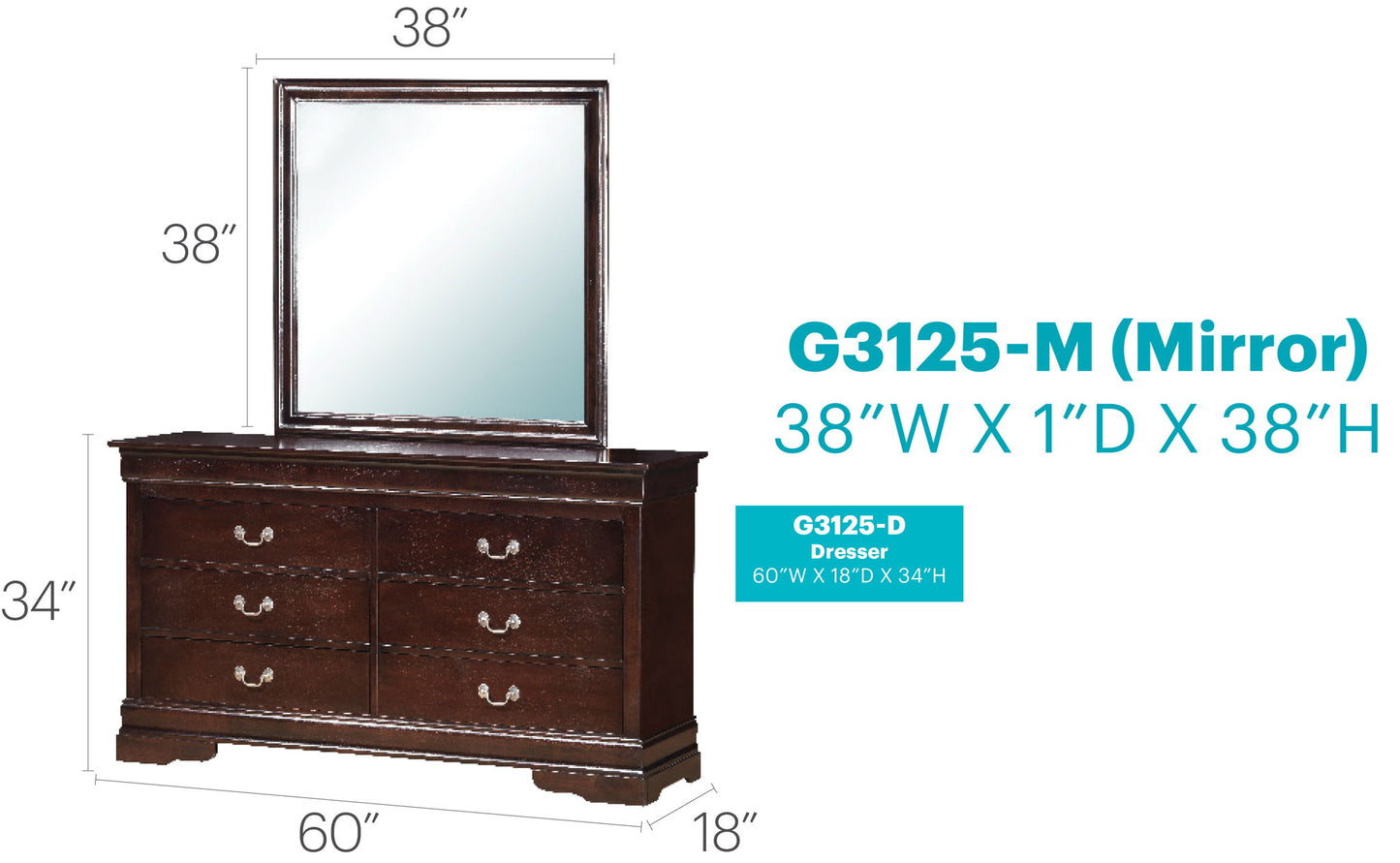 Glory Furniture - Louis Phillipe - Dresser