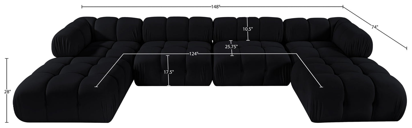 Orin - Velvet 6 Piece Modular Double Chaise Sectional