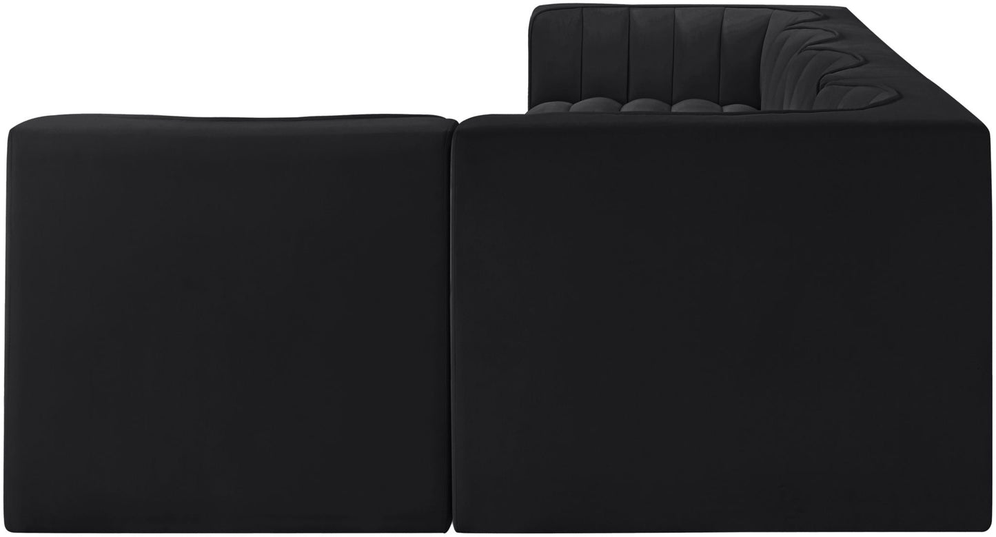 Rummi - Velvet Performance Fabric Upholstered 5 Piece Modular Sectional, L-Shaped (Right)