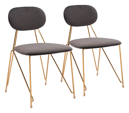 Georges - Dining Chair (Set of 2) - Gray / Gold