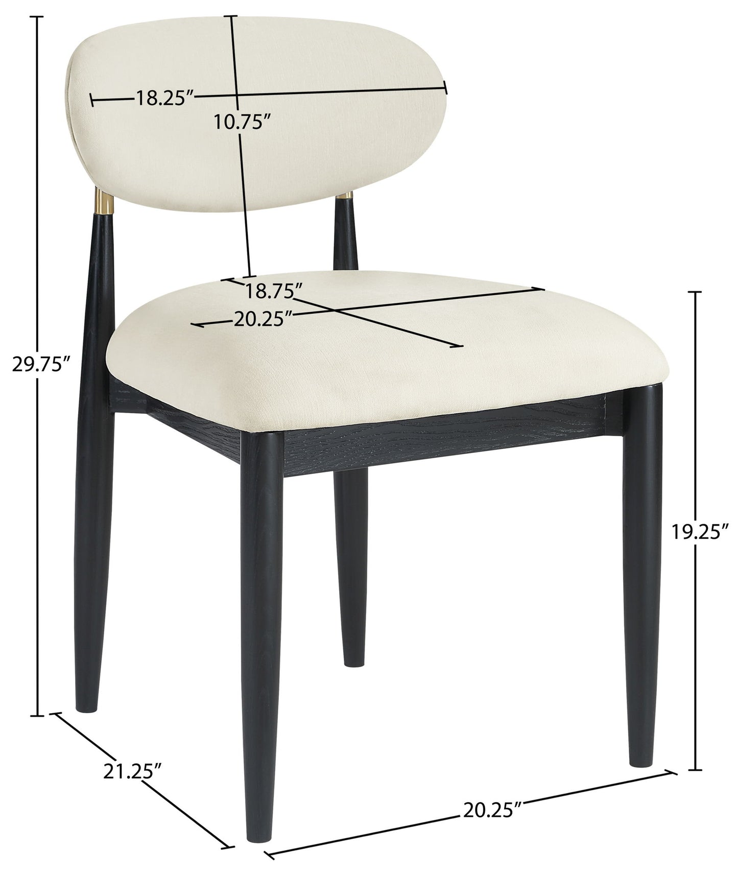 Riccio - Fabric Dining Side Chair (Set of 2) - Black And Gold Frame