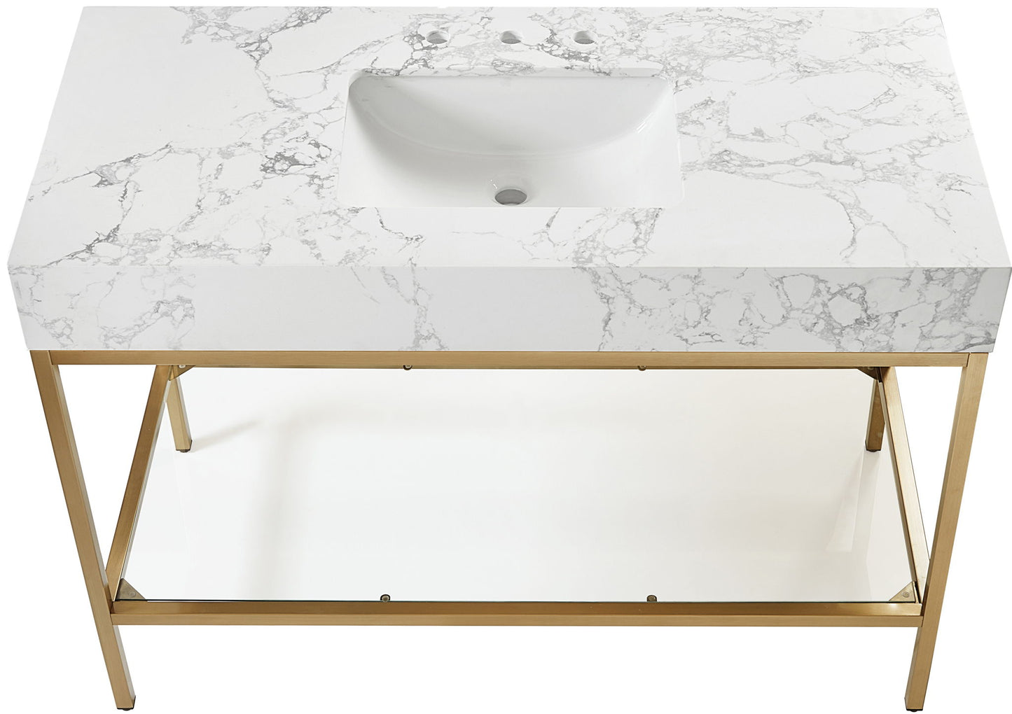 Marmo - Engineered Marble Bathroom Vanity With Gold Base
