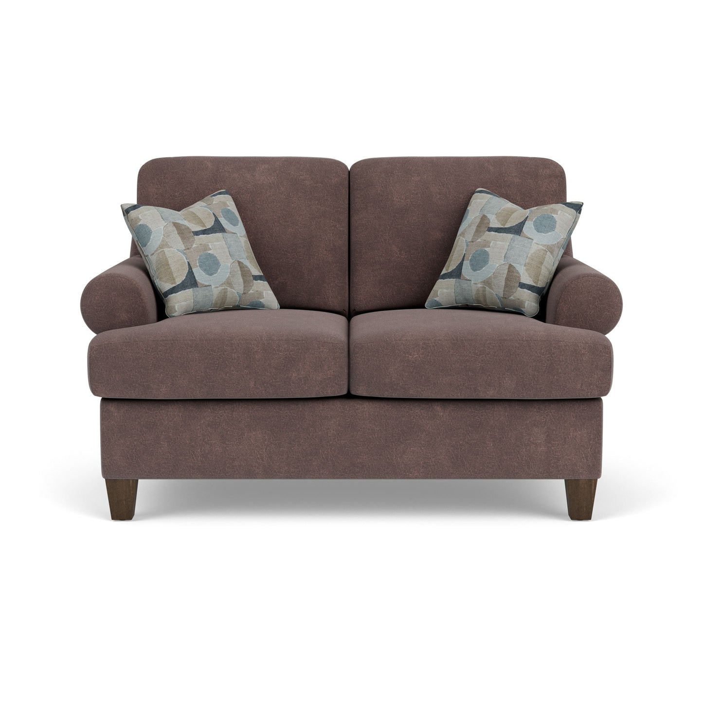 Moxy - Fabric Loveseat, T-Shaped Seat Cushion, Curved Sock Arms