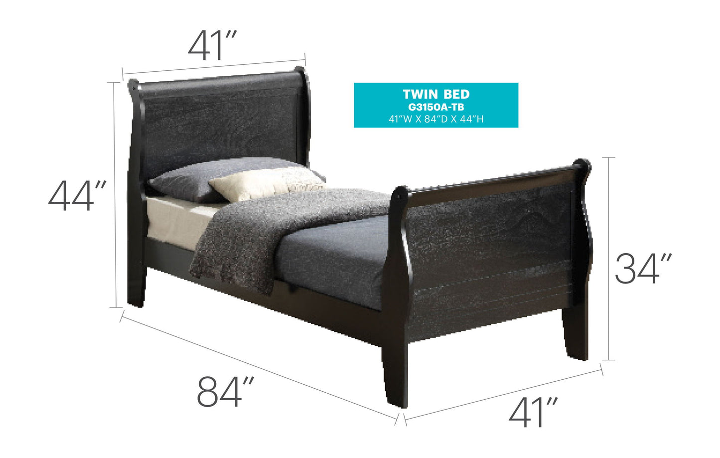 Glory Furniture - Louis Phillipe - Sleigh Bed