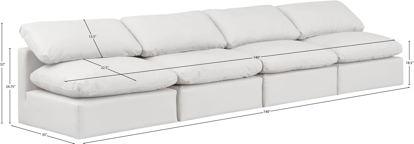 Indulge - Faux Leather 4 Seat Modular Armless Sofa