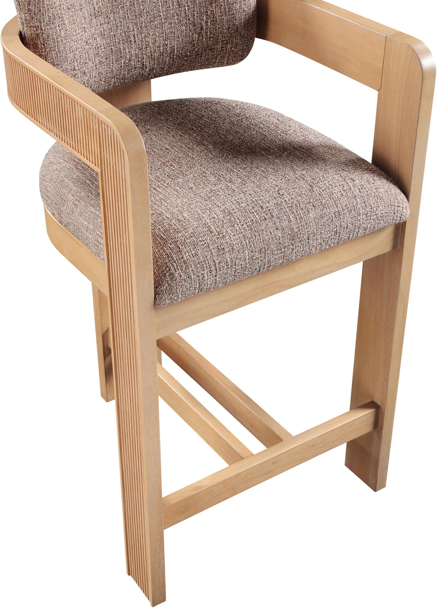 Sacha - Linen Stool With Natural Base