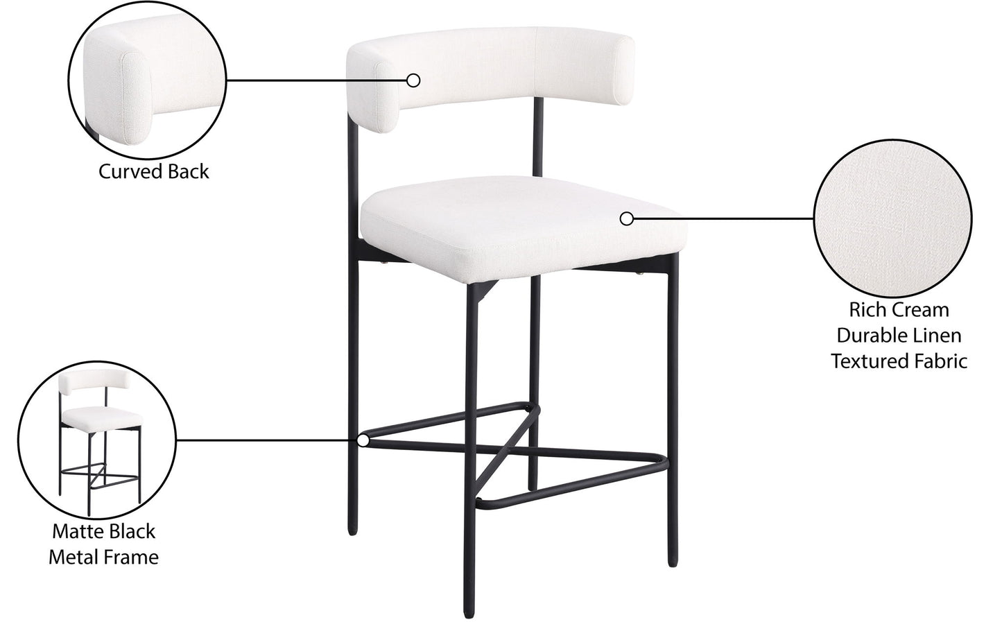 Rivage - Durable Stool With Black Frame (Set of 2)