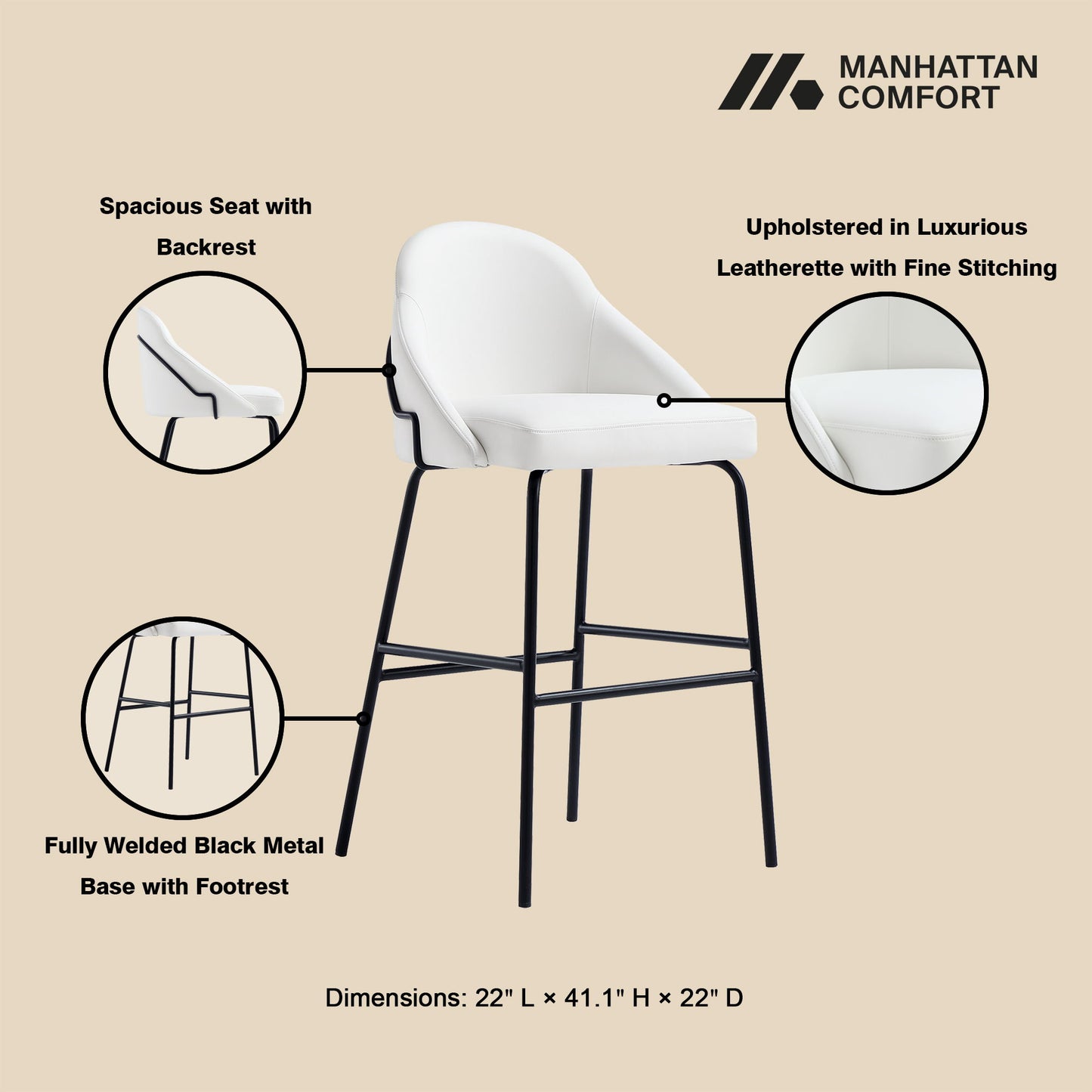 Manhattan Gracie - Barstool With Black Base