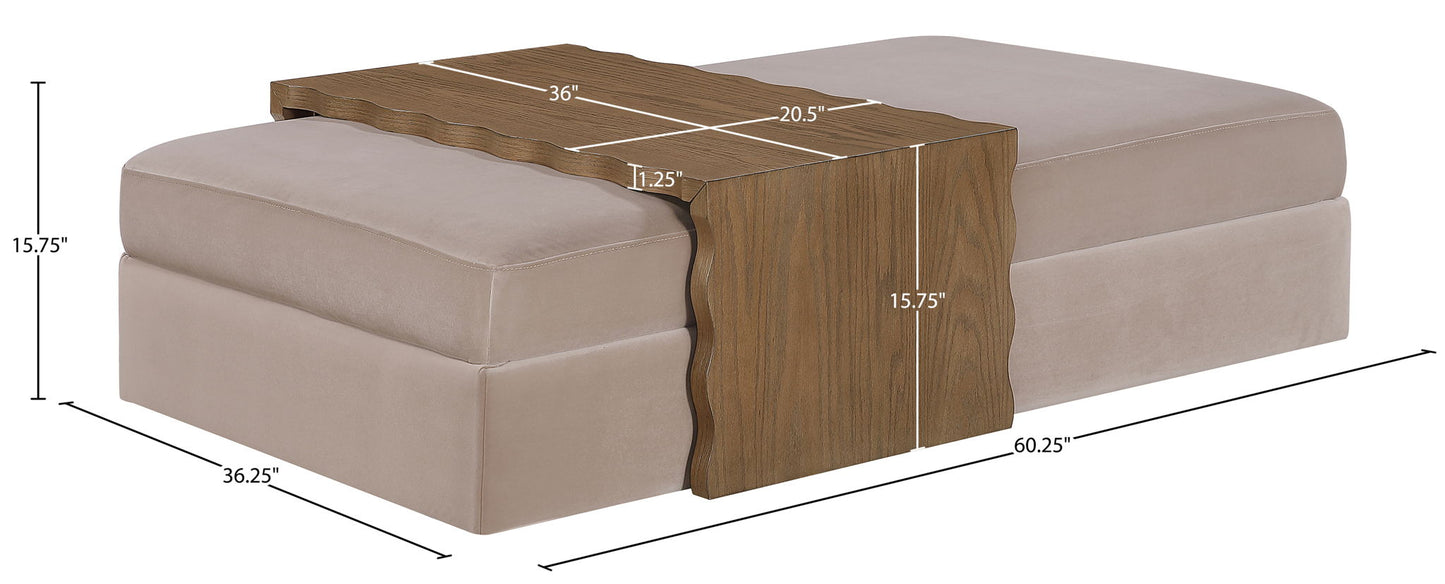 Woodra - Velvet Coffee Table/Ottoman