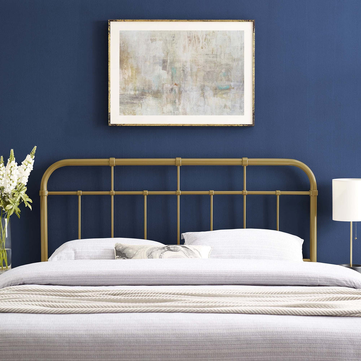 Alessia Metal Headboard - Queen, Gold