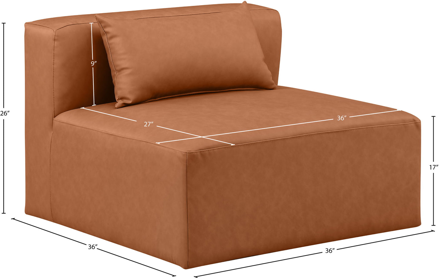 Cube - Armless Chair - Cognac