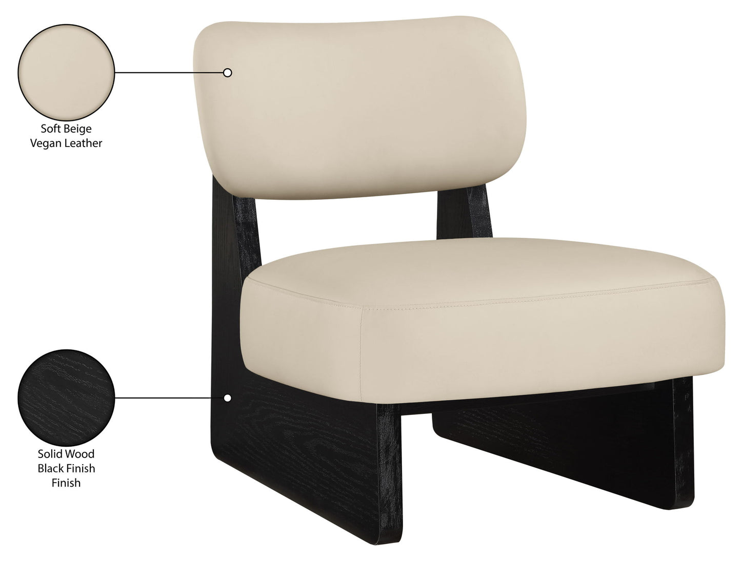Vetra - Vegan Leather Upholstered Accent Chair With Black Base