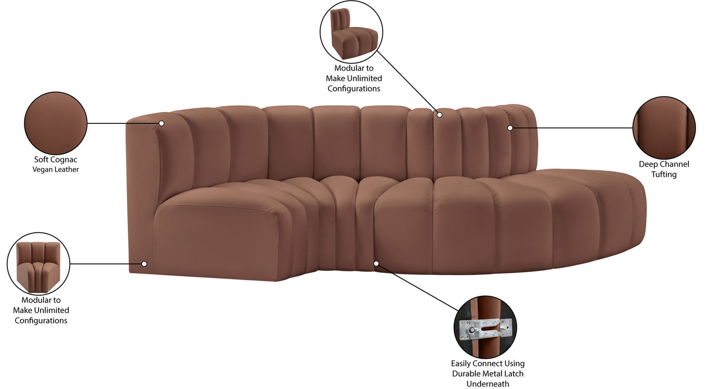 Arc - Faux Leather 4 Piece L-Shaped Modular Sofa